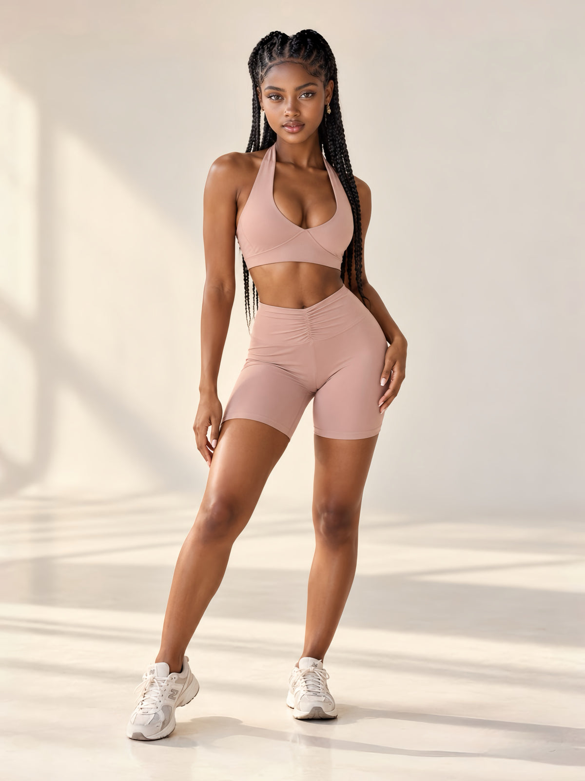 DOUBLE TAKE Twist-Front Bra & Short Set