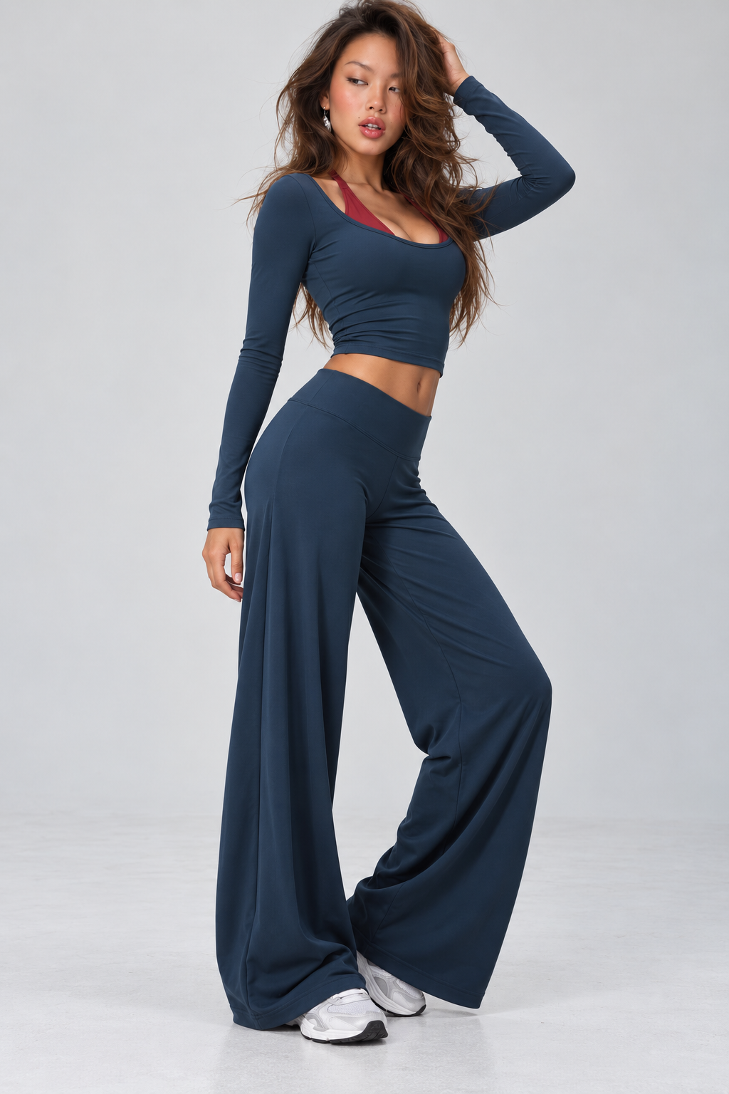 AURELLE Contrast Flow Simple Pant Activewear Set