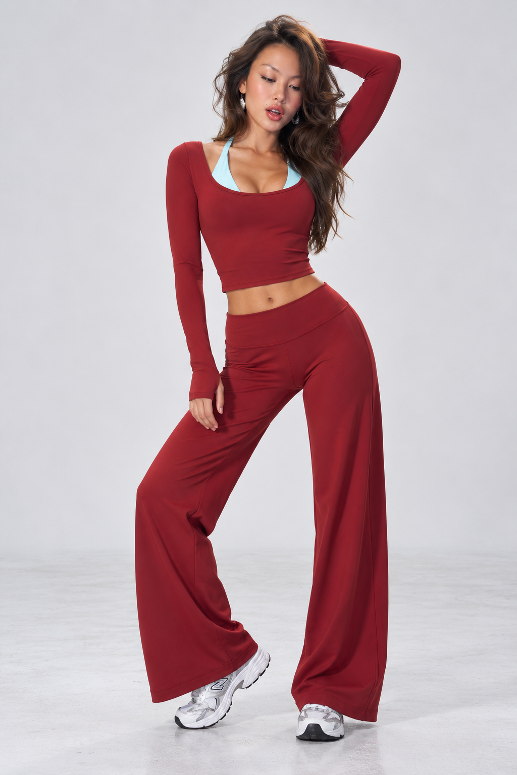 AURELLE Contrast Flow Simple Pant Activewear Set